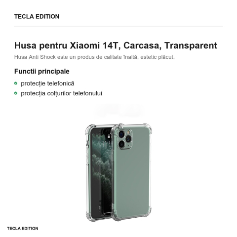 Husa Anti Shock 1,5 mm pentru Xiaomi 14T, Carcasa, Transparent [1]