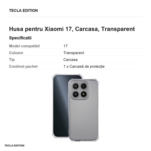 Husa Anti Shock 1,5 mm pentru Xiaomi 17, Carcasa, Transparent [2]