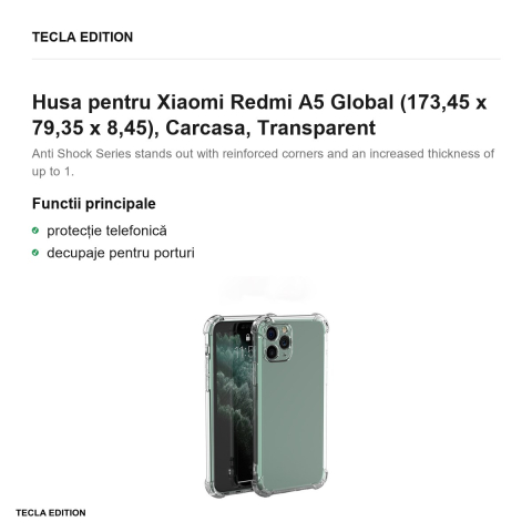 Husa Anti Shock 1,5 mm pentru Xiaomi Redmi A5 Global, Carcasa, Transparent [1]