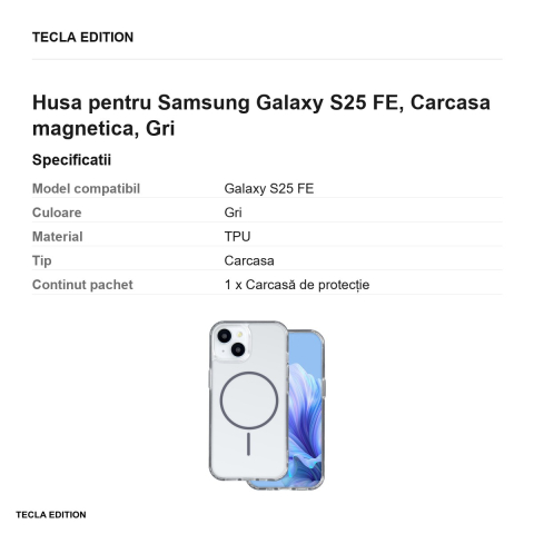 Husa Anti Shock Thin Mag pentru Samsung Galaxy S25 FE, Carcasa magnetica, Gri [2]