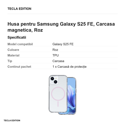 Husa Anti Shock Thin Mag pentru Samsung Galaxy S25 FE, Carcasa magnetica, Roz [2]