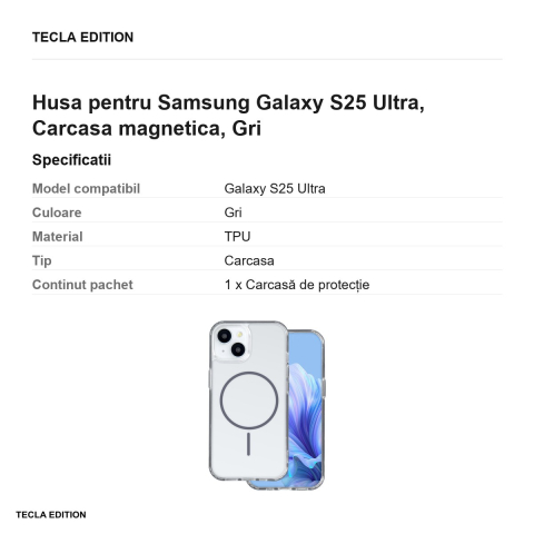 Husa Anti Shock Thin Mag pentru Samsung Galaxy S25 Ultra, Carcasa magnetica, Gri [2]