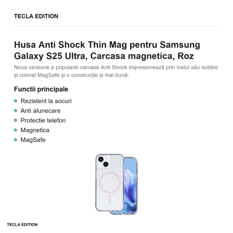 Husa Anti Shock Thin Mag pentru Samsung Galaxy S25 Ultra, Carcasa magnetica, Roz [1]