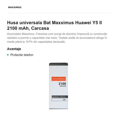 Baterie Maxximus pentru Huawei Y5 II, 2100 mAh, HB4342A1RBC [1]