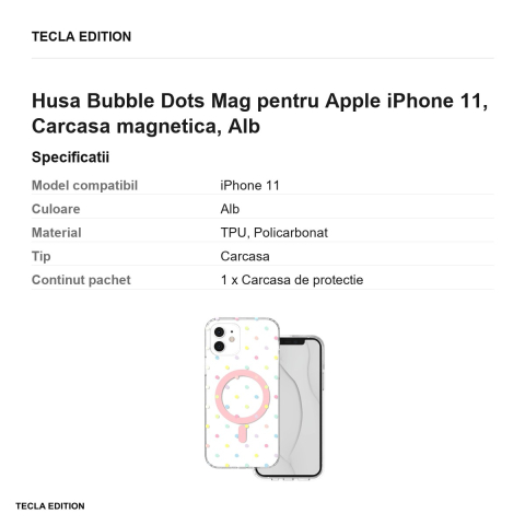 Husa Bubble Dots Mag pentru Apple iPhone 11, Carcasa magnetica, Alb [2]
