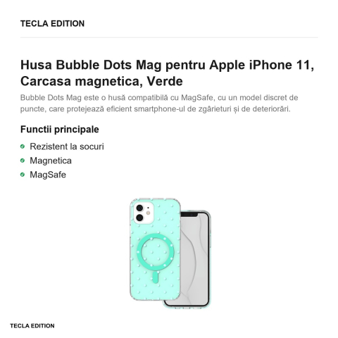 Husa Bubble Dots Mag pentru Apple iPhone 11, Carcasa magnetica, Verde [1]