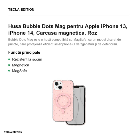 Husa Bubble Dots Mag pentru Apple iPhone 13, iPhone 14, Carcasa magnetica, Roz [1]
