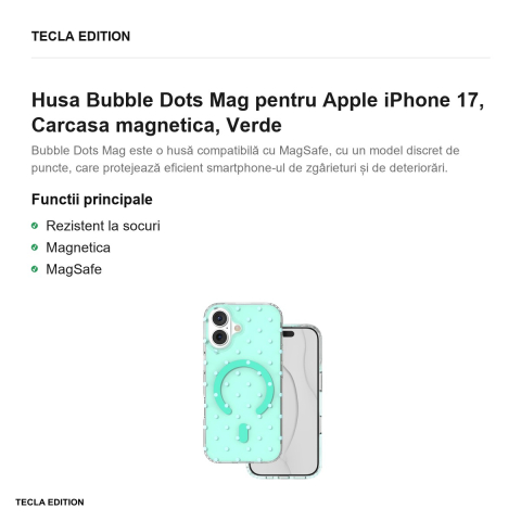 Husa Bubble Dots Mag pentru Apple iPhone 17, Carcasa magnetica, Verde [1]