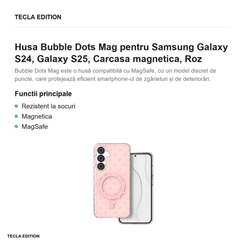 Husa Bubble Dots Mag pentru Samsung Galaxy S24, Galaxy S25, Carcasa magnetica, Roz [1]