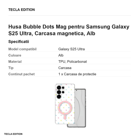 Husa Bubble Dots Mag pentru Samsung Galaxy S25 Ultra, Carcasa magnetica, Alb [2]