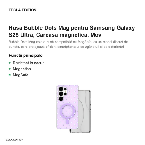 Husa Bubble Dots Mag pentru Samsung Galaxy S25 Ultra, Carcasa magnetica, Mov [1]