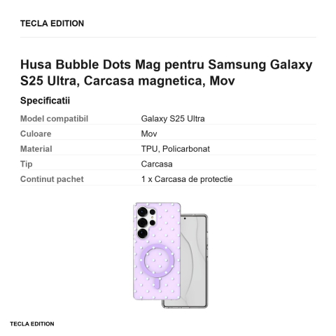 Husa Bubble Dots Mag pentru Samsung Galaxy S25 Ultra, Carcasa magnetica, Mov [2]