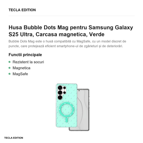Husa Bubble Dots Mag pentru Samsung Galaxy S25 Ultra, Carcasa magnetica, Verde [1]