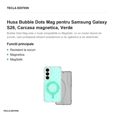 Husa Bubble Dots Mag pentru Samsung Galaxy S26, Carcasa magnetica, Verde [1]