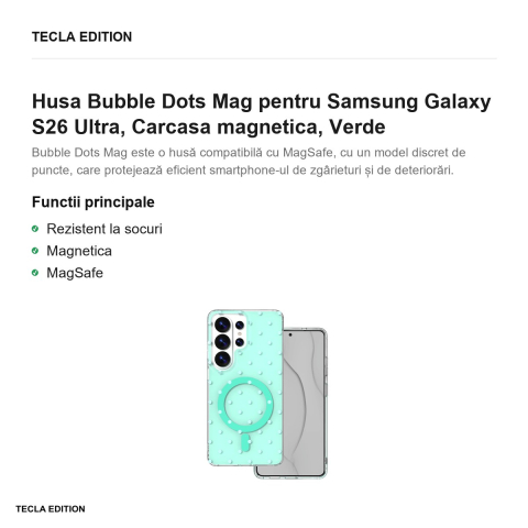 Husa Bubble Dots Mag pentru Samsung Galaxy S26 Ultra, Carcasa magnetica, Verde [1]