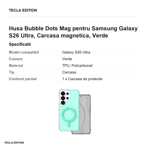 Husa Bubble Dots Mag pentru Samsung Galaxy S26 Ultra, Carcasa magnetica, Verde [2]
