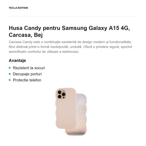 Husa Candy pentru Samsung Galaxy A15 4G, Carcasa, Bej [1]