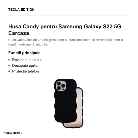 Husa Candy pentru Samsung Galaxy S22 5G, Carcasa, Negru [1]