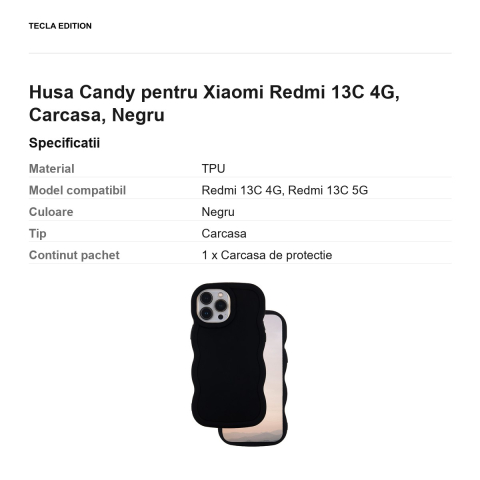 Husa Candy pentru Xiaomi Redmi 13C 4G, Carcasa, Negru [2]