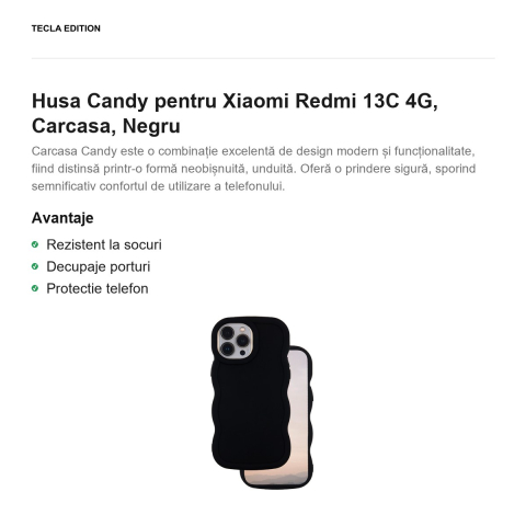 Husa Candy pentru Xiaomi Redmi 13C 4G, Carcasa, Negru [1]