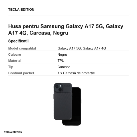 Husa Carbon Black pentru Samsung Galaxy A17 5G, Galaxy A17 4G, Carcasa, Negru [2]