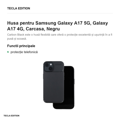 Husa Carbon Black pentru Samsung Galaxy A17 5G, Galaxy A17 4G, Carcasa, Negru [1]