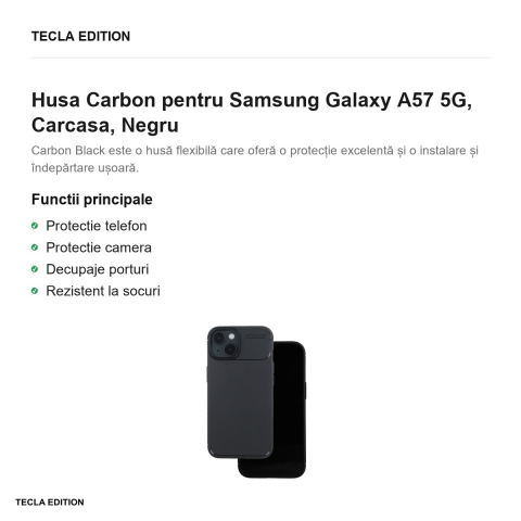 Husa Carbon pentru Samsung Galaxy A57 5G, Carcasa, Negru [1]