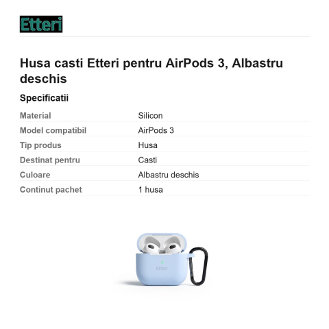 Husa casti Etteri pentru AirPods 3, Albastru deschis [2]