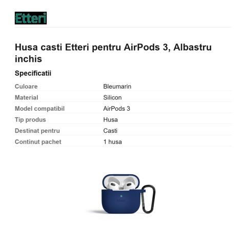 Husa casti Etteri pentru AirPods 3, Bleumarin [2]
