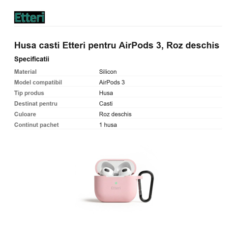 Husa casti Etteri pentru AirPods 3, Roz deschis [2]