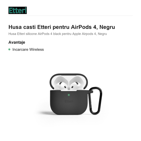 Husa casti Etteri pentru AirPods 4, Negru [1]