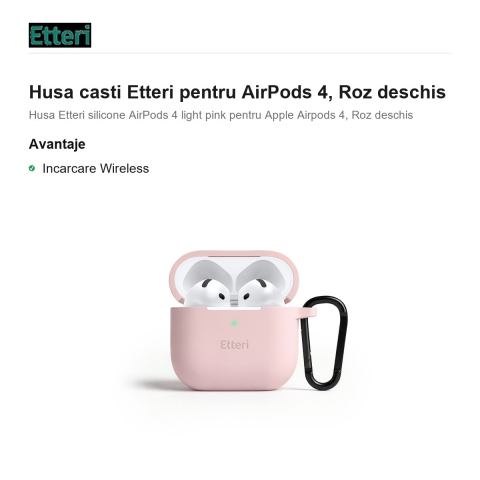 Husa casti Etteri pentru AirPods 4, Roz deschis [1]