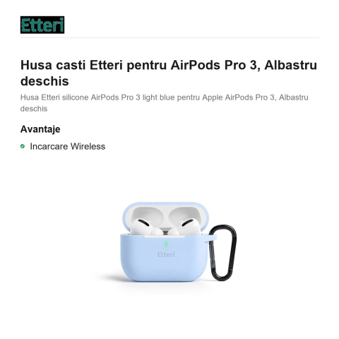 Husa casti Etteri pentru AirPods Pro 3, Albastru deschis [1]