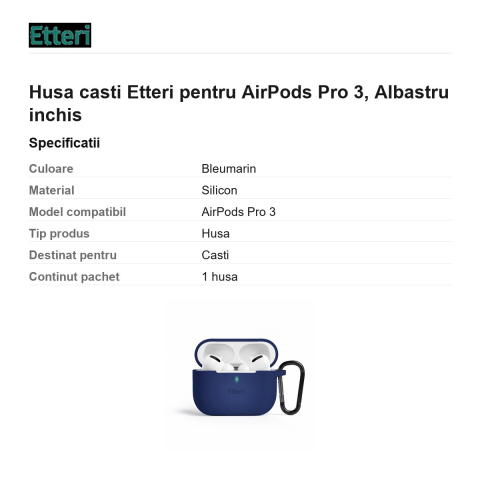 Husa casti Etteri pentru AirPods Pro 3, Bleumarin [2]