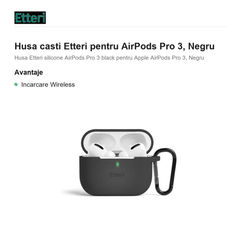 Husa casti Etteri pentru AirPods Pro 3, Negru [1]