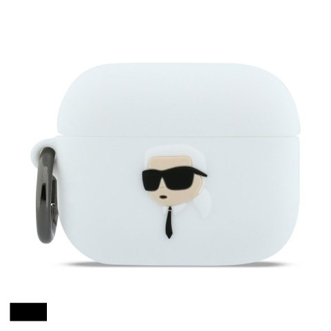 Huse casti - Husa casti Karl Lagerfeld Karl Head 3D pentru AirPods Pro 3, Alb