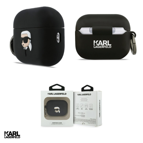 Husa casti Karl Lagerfeld Karl Head 3D pentru AirPods Pro 3, Negru [3]