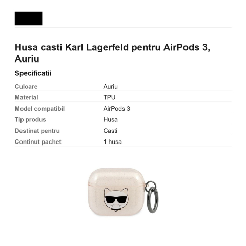 Husa casti Karl Lagerfeld pentru AirPods 3, Auriu [2]