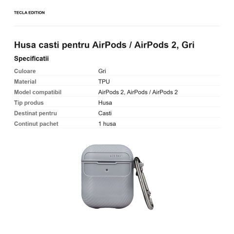 Husa casti pentru AirPods / AirPods 2, Gri [2]