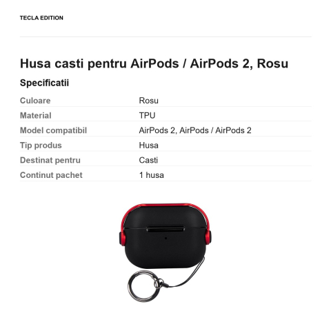 Husa casti pentru AirPods / AirPods 2, Rosu [2]