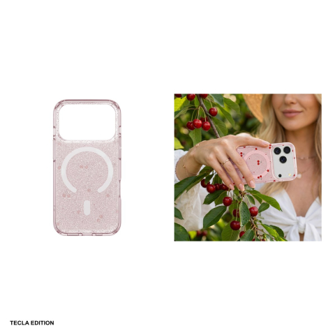Husa Cherry Mag glitter pentru Samsung Galaxy S26 Ultra, Carcasa magnetica, decupaj mare pentru camera foto, TPU (poliuretan termoplastic), PC, Roz [4]