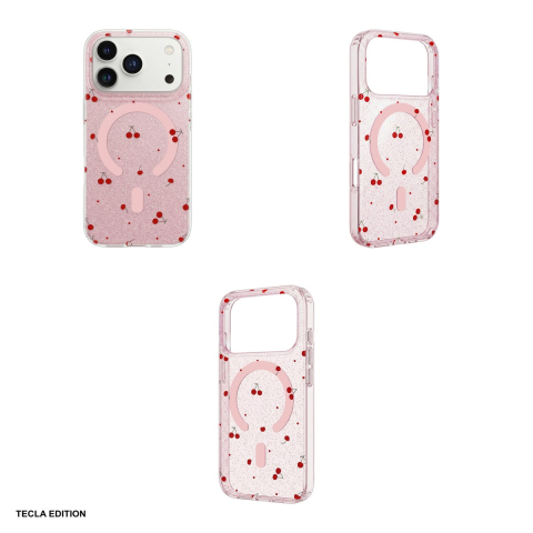 Husa Cherry Mag glitter pentru Samsung Galaxy S26 Ultra, Carcasa magnetica, decupaj mare pentru camera foto, TPU (poliuretan termoplastic), PC, Roz [3]