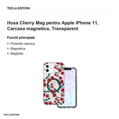 Husa Cherry Mag pentru Apple iPhone 11, Carcasa magnetica, Transparent [1]