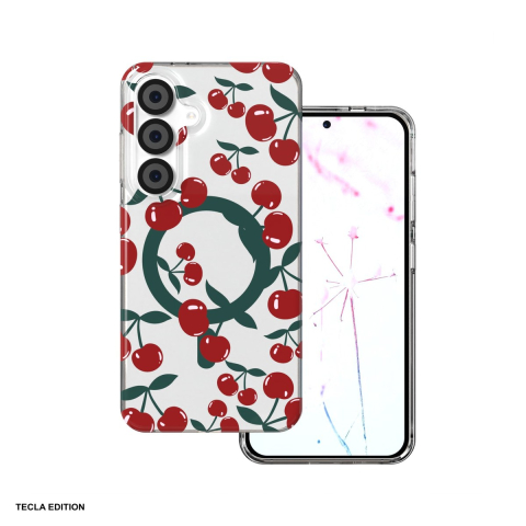 Huse si protectii pentru Samsung - Husa Cherry Mag pentru Samsung Galaxy S24, Carcasa magnetica, decupaj mare pentru camera foto, TPU (poliuretan termoplastic), PC, Transparent
