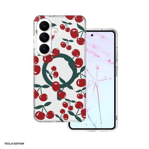 Huse si protectii pentru Samsung - Husa Cherry Mag pentru Samsung Galaxy S26, Carcasa magnetica, decupaj mare pentru camera foto, TPU (poliuretan termoplastic), PC, Transparent
