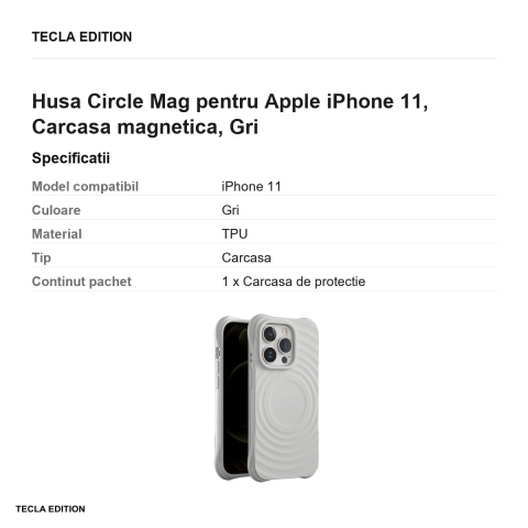 Husa Circle Mag pentru Apple iPhone 11, Carcasa magnetica, Gri [2]