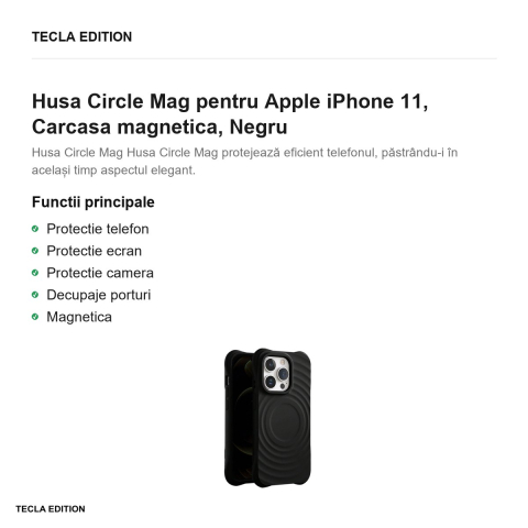 Husa Circle Mag pentru Apple iPhone 11, Carcasa magnetica, Negru [1]