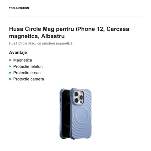 Husa Circle Mag pentru iPhone 12, Carcasa magnetica, Albastru [1]
