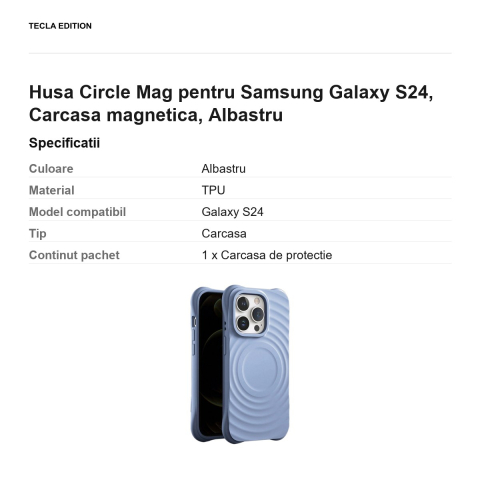 Husa Circle Mag pentru Samsung Galaxy S24, Carcasa magnetica, Albastru [2]