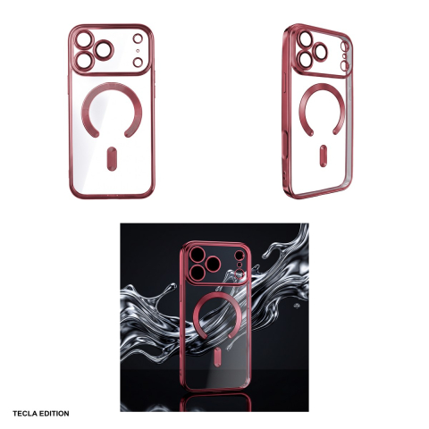 Husa Color Chrome Mag cherry pentru iPhone 17 Pro Max, Carcasa magnetica, TPU (poliuretan termoplastic), Visiniu [3]